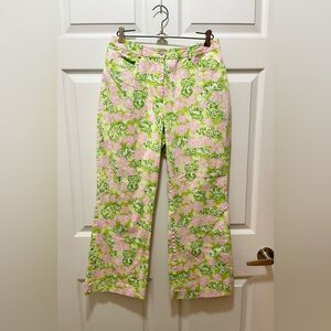 Vintage Lilly Pulitzer Women’s Casual Pants Size 6 Floral Tiger Green Pink
